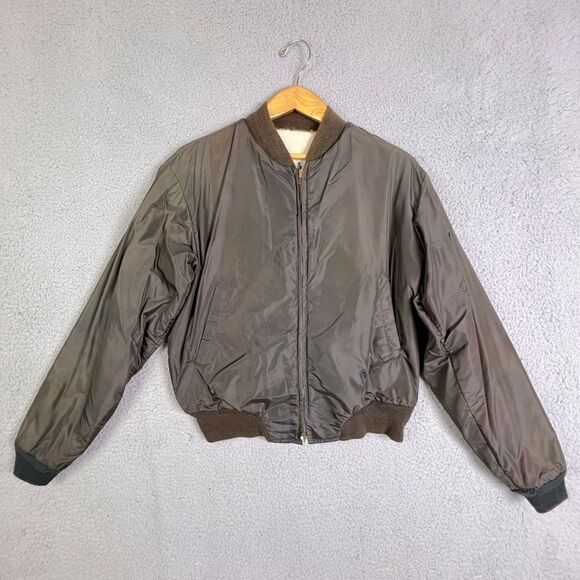 BUD BERMA MENS VINTAGE BROWN FLIGHT JACKET SIZE 40 REVERSIBLE - Picture 1 of 11